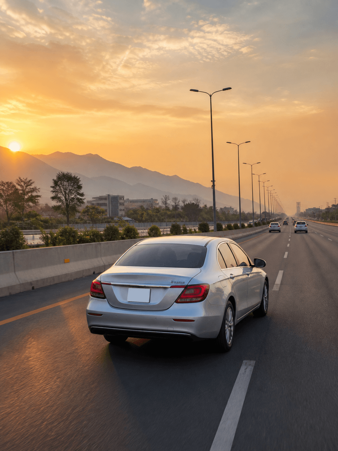 Taxi travelling the motorway between Islamabad airport and Rawalpindi