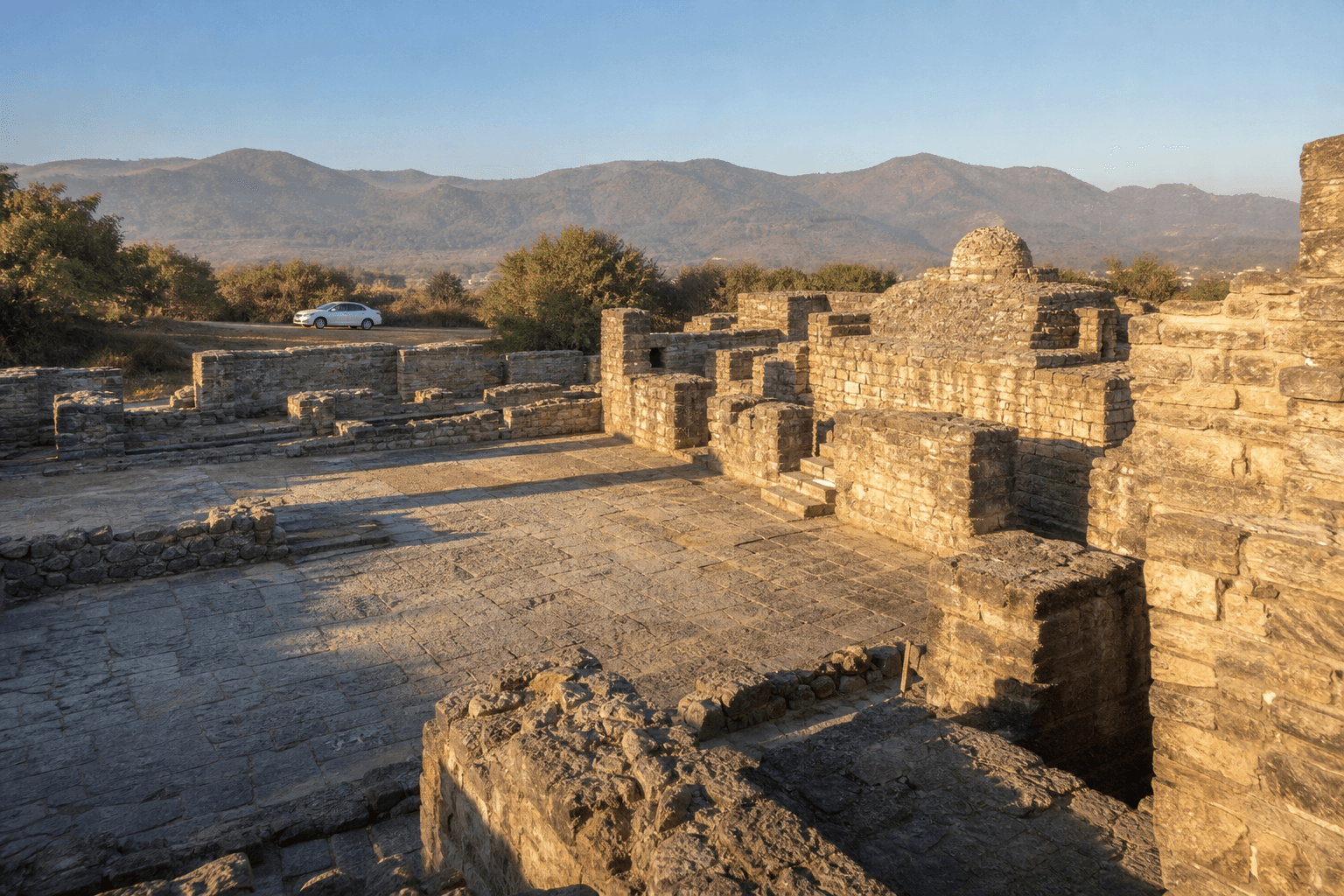 Taxila Day Trip from Islamabad: Heritage Itinerary & Tips illustrated with a private transport and travel scene in Pakistan