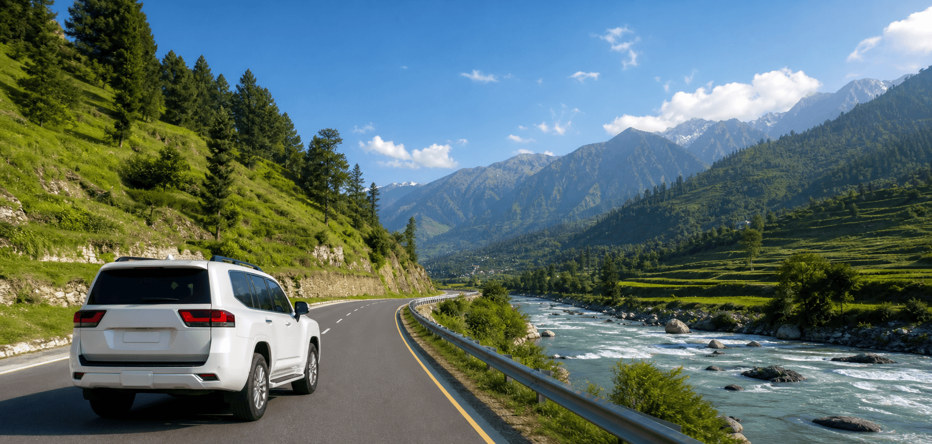Islamabad to Swat Taxi Fare: Private Car & Tour Guide illustrated with a private transport and travel scene in Pakistan