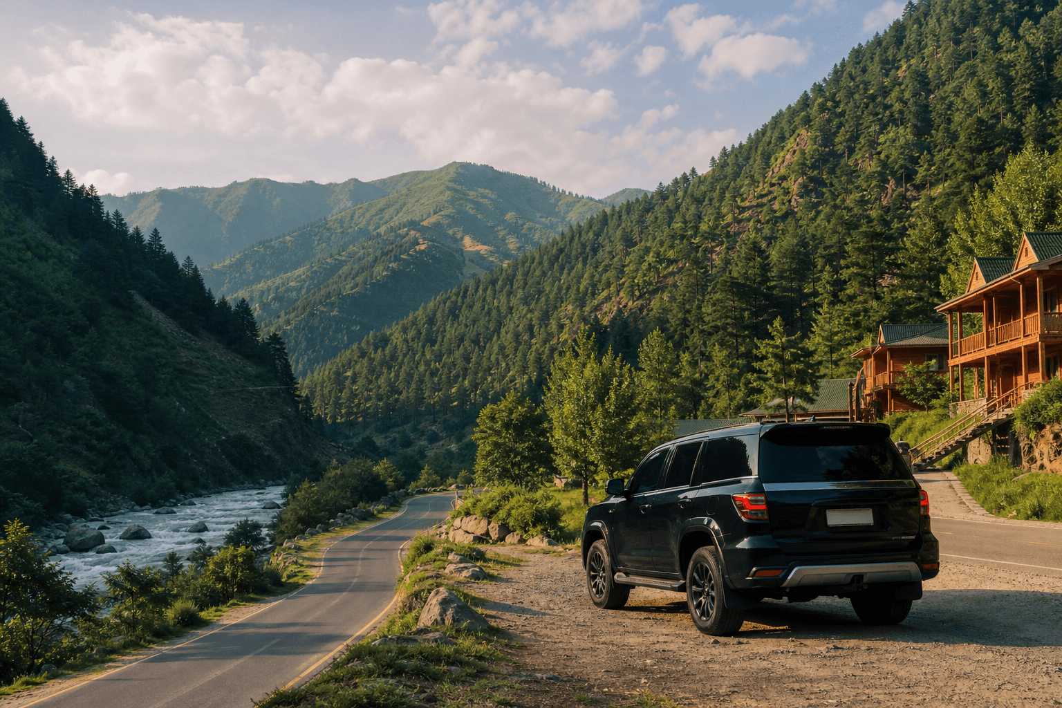 Kalam Road Trip from Islamabad: Route & Planning Guide illustrated with a private transport and travel scene in Pakistan